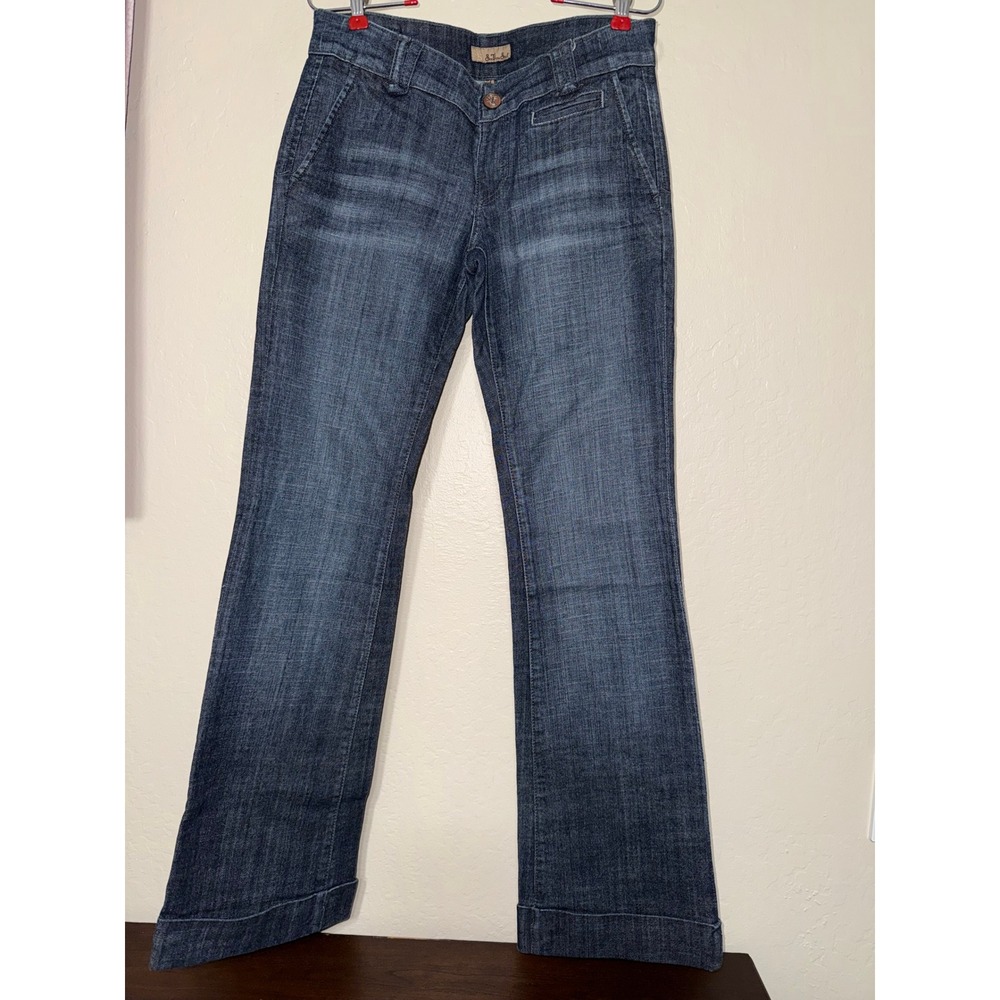 See Thru Soul Women Blue Denim Bootcut Jeans Size 27 Cuffed